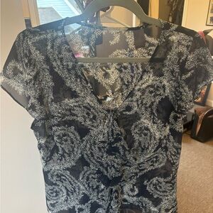 Liz Claiborne Navy and White Blouse